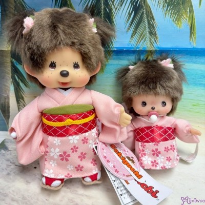 260751 Monchhichi S Size  Twin Pigtail Sakura Cherry Blossom Kimono Girl 